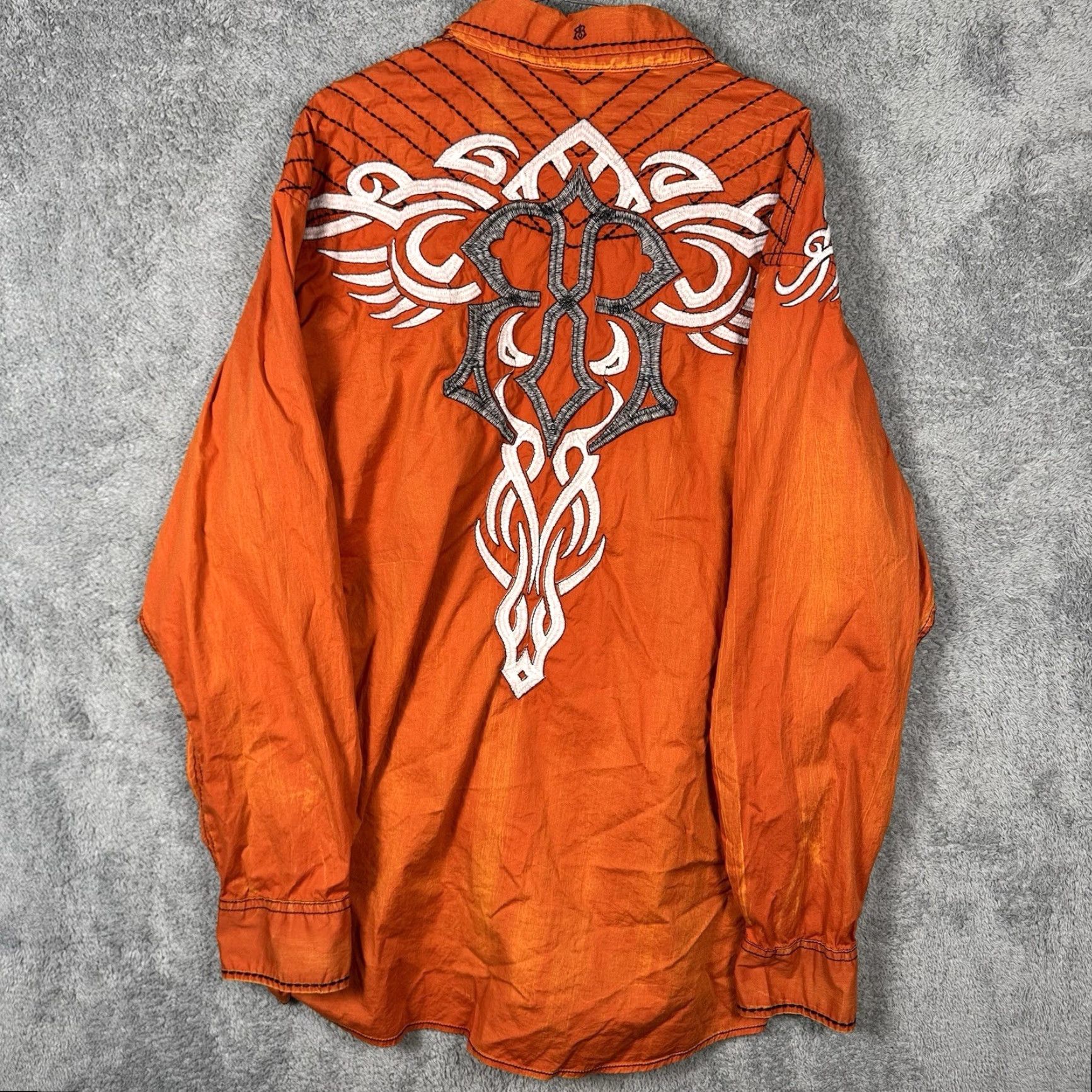 Roar Roar Shirt Mens 3XL 3XL Signature Stabilize Cross Cyber Y2K Grunge Wings Bright Gray Button-Up Collared Long Sleeve City Hip Hop USA 90s Mens Size US XXL / EU 58 / 5 - 3 Thumbnail