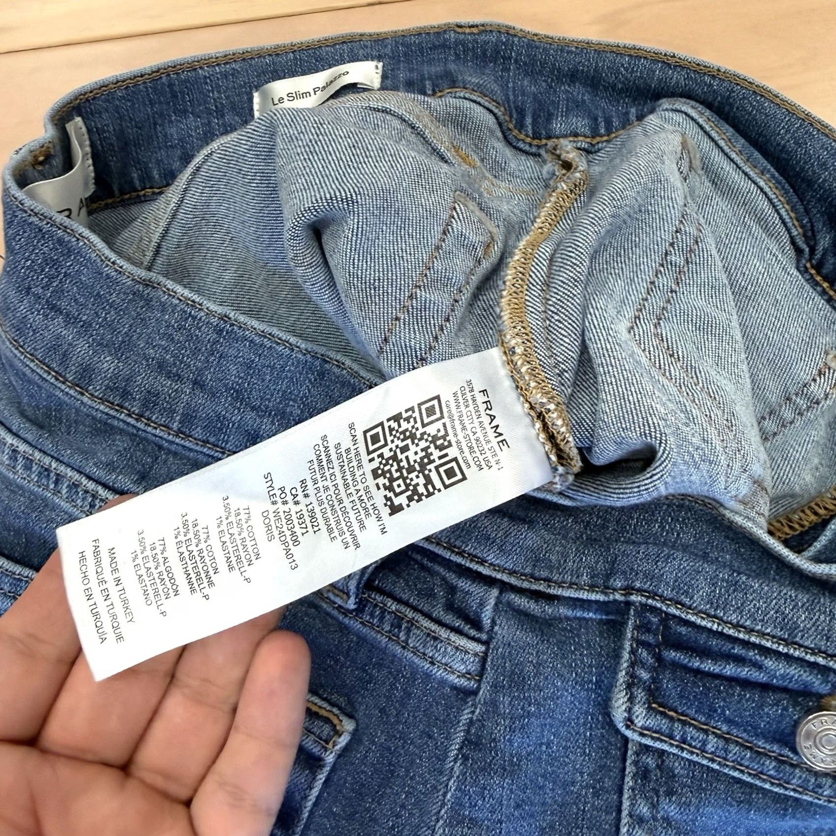 Frame Frame Le Slim Palazzo Jeans Women's 28 Blue High Rise Wide Leg Denim Medium Wash Jeans Size 28" / US 6 / IT 42 - 6 Thumbnail