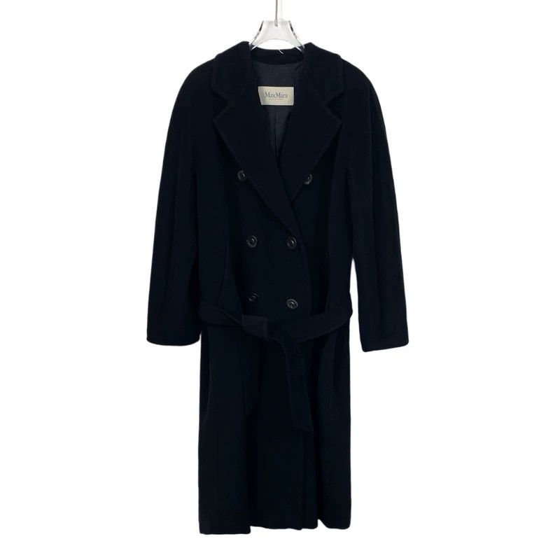 Max Mara Max Mara 101801 Black Lapel Double Breasted Belt Coat Size XS / US 0-2 / IT 36-38 - 1 Thumbnail