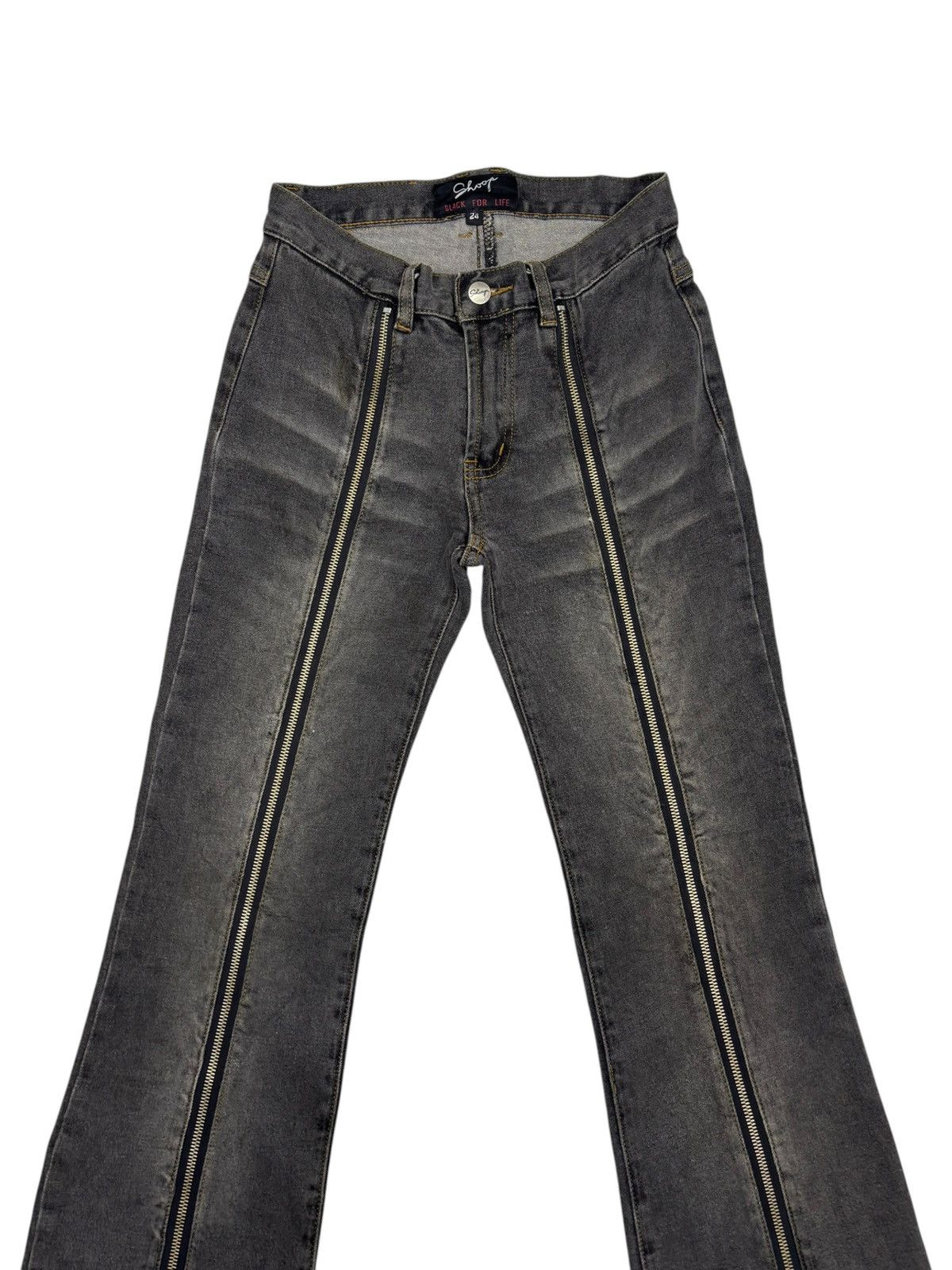 If Six Was Nine RARE FLARE JEAN BLACK ZIPPER DENIM SHOOP BLACK FOR LIFE JEAN Size 24" / US 00 / IT 34 - 7 Thumbnail