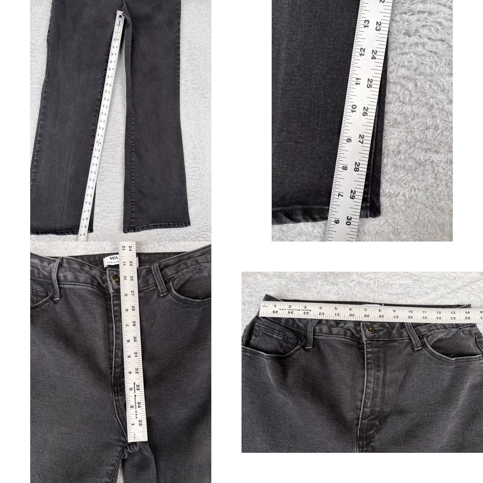 Vintage Wax Jeans Junior 13 Black Denim Bootcut High Rise Cotton Blend Stretch 28x30 Size 34" / US 12 / IT 48 - 8 Thumbnail