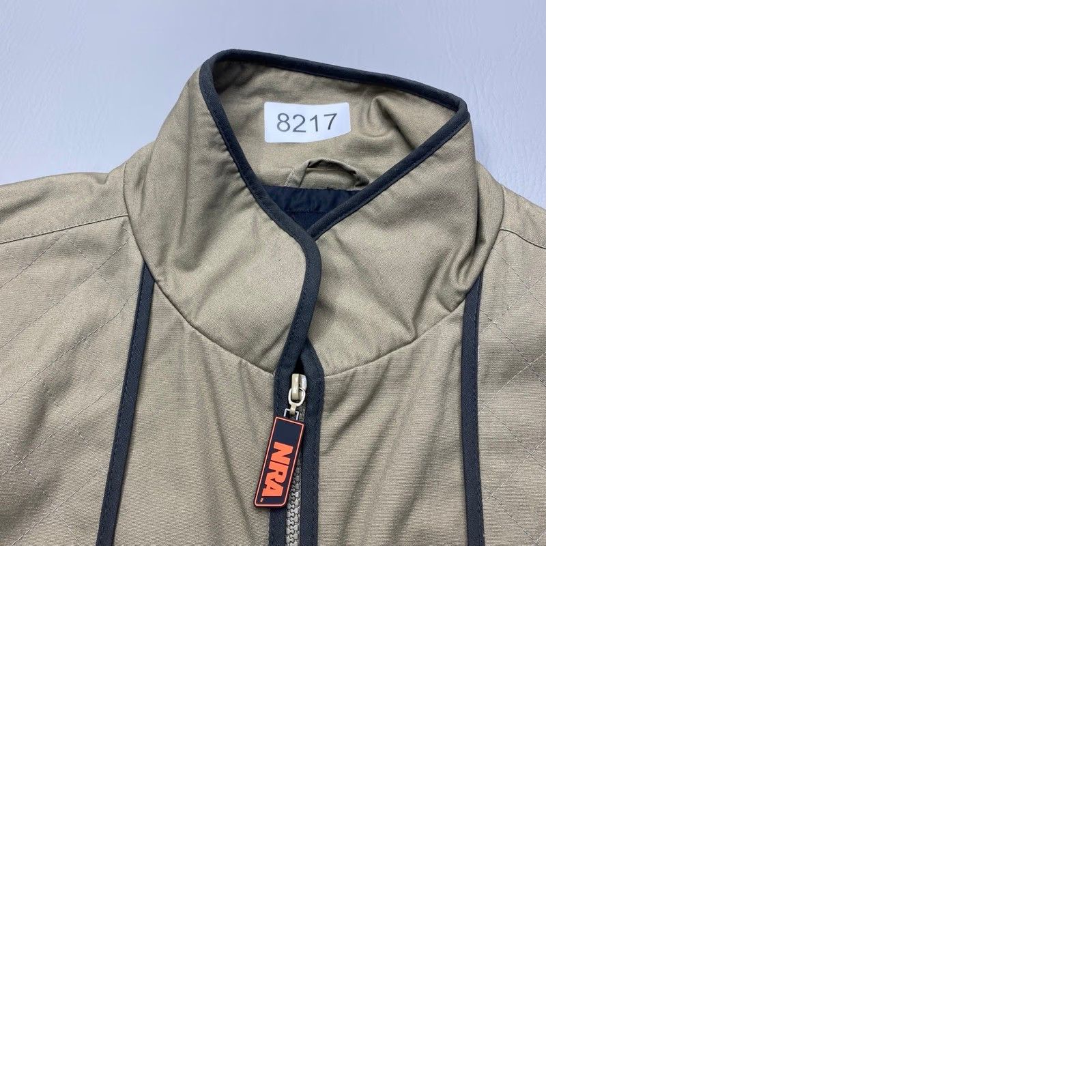NRA Outdoors Jacket Mens Large Tan Uninsulated Range Coat Two Way Zipper Pockets