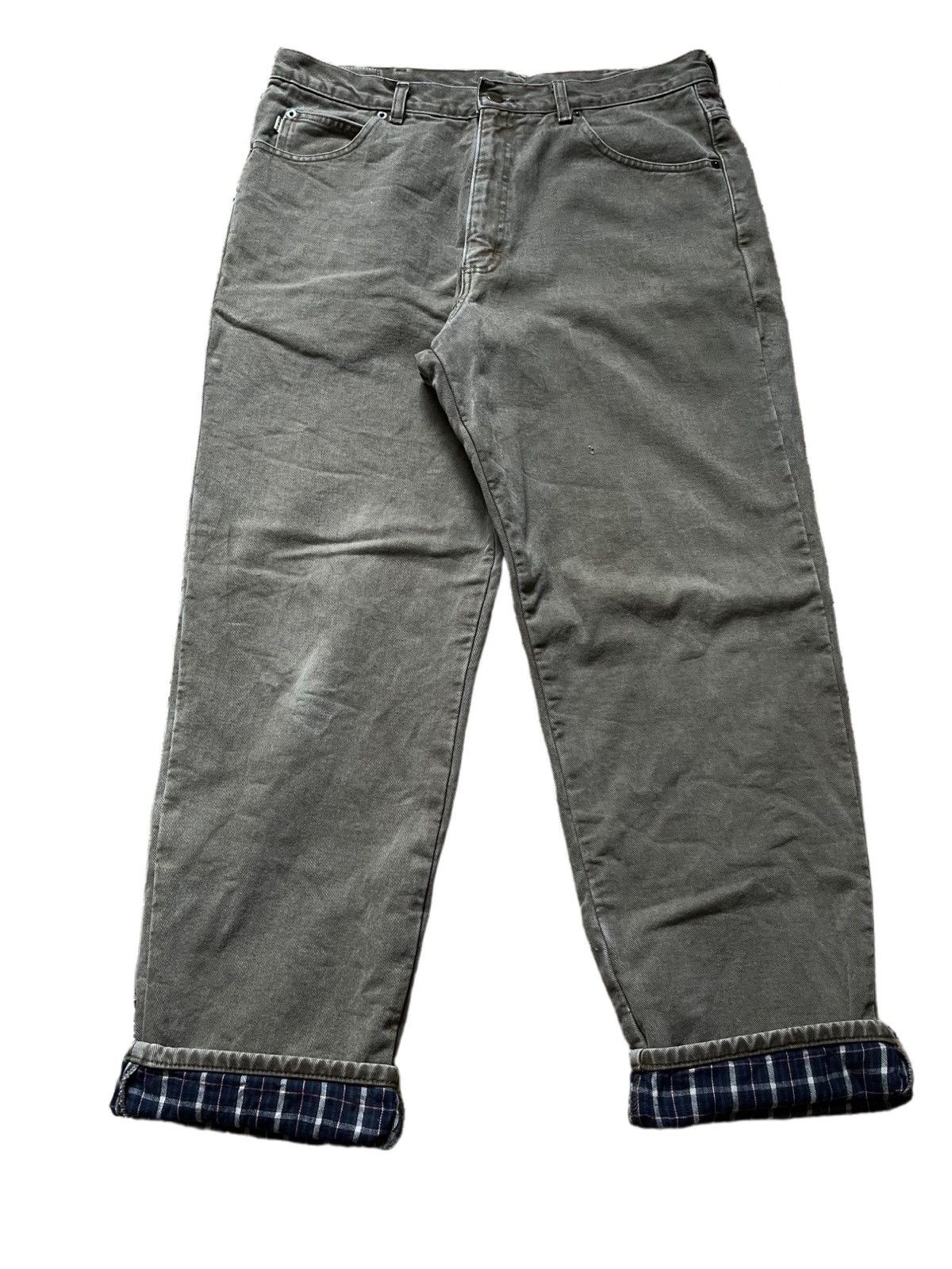 L.L. Bean × Vintage LL Bean Jeans Khaki Plaid Flanel Size US 34 / EU 50 - 1 Thumbnail