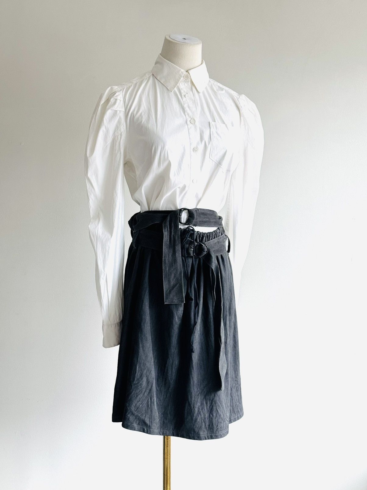 Ann Demeulemeester Vintage Ann Demeulemeester leather paper bag belted skirt 38 Size 27" / US 4 / IT 40 - 1 Thumbnail