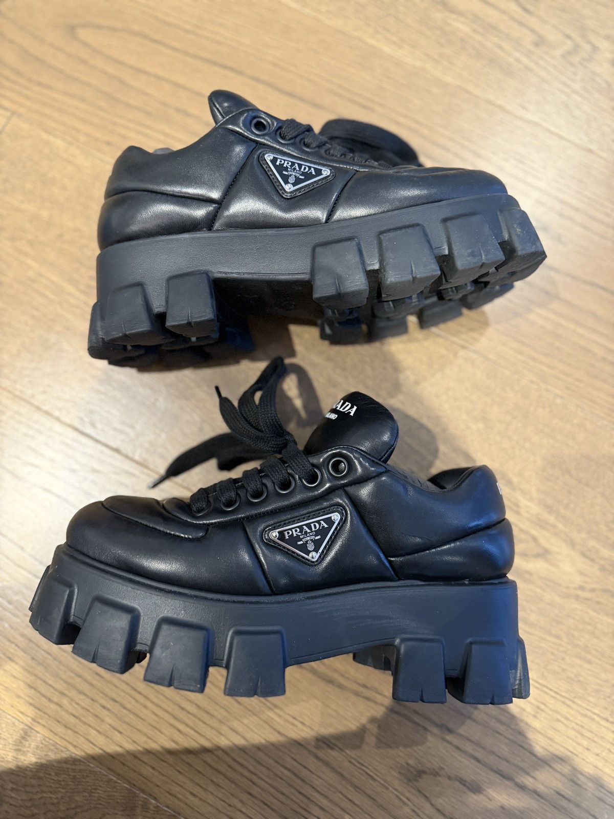 Prada Prada Soft Leather Padded Nappa Shoes Size US 7.5 / IT 37.5 - 10 Thumbnail