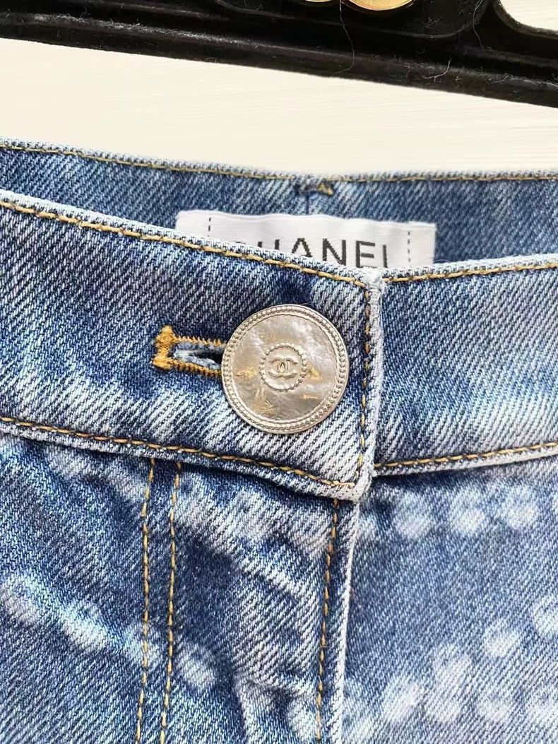 Chanel Chanel 25P light blue pearl straight jeans Size 24" / US 00 / IT 34 - 4 Thumbnail