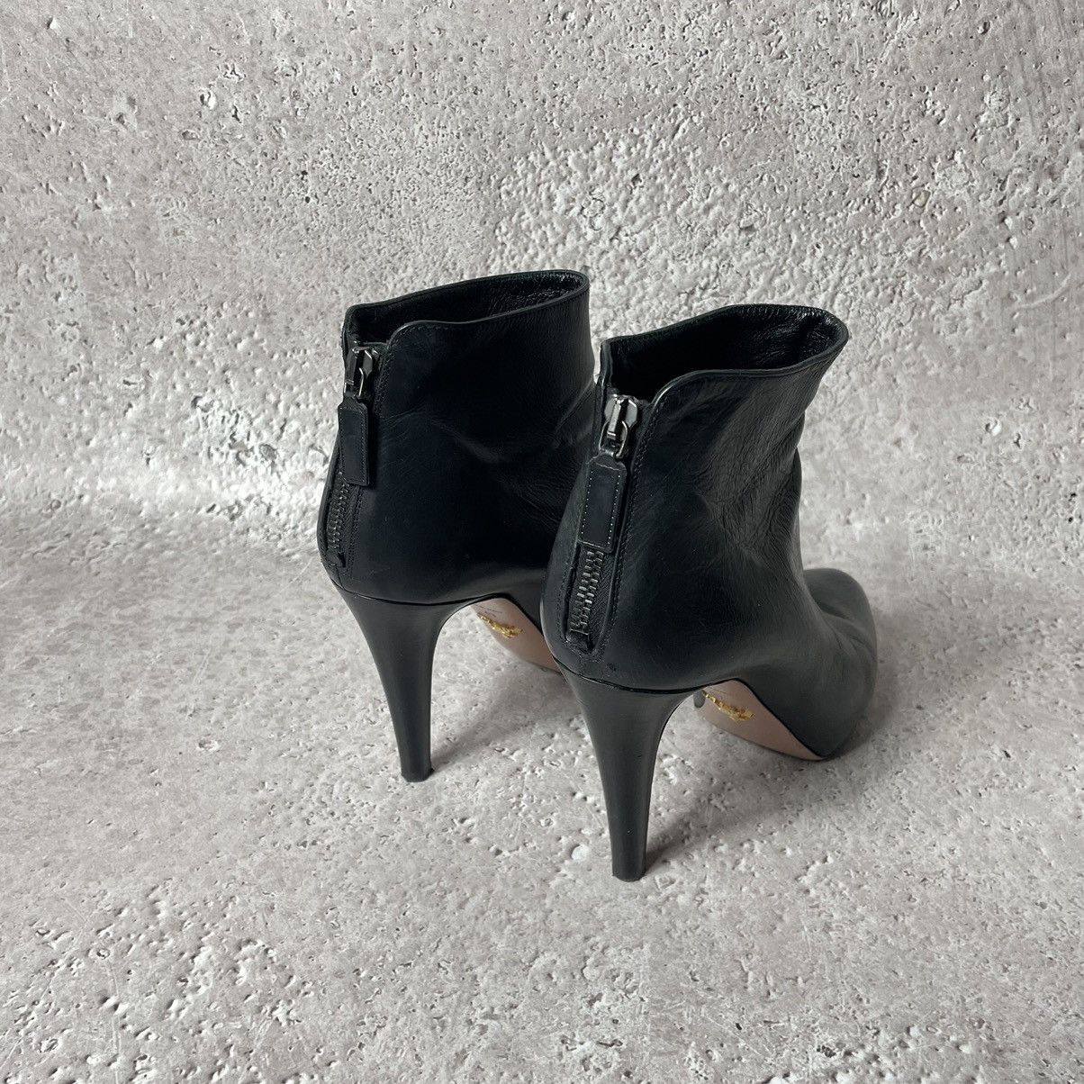 Prada × Vintage Prada Black Leather Ankle Boots sz 40 Size US 10 / IT 40 - 6 Thumbnail