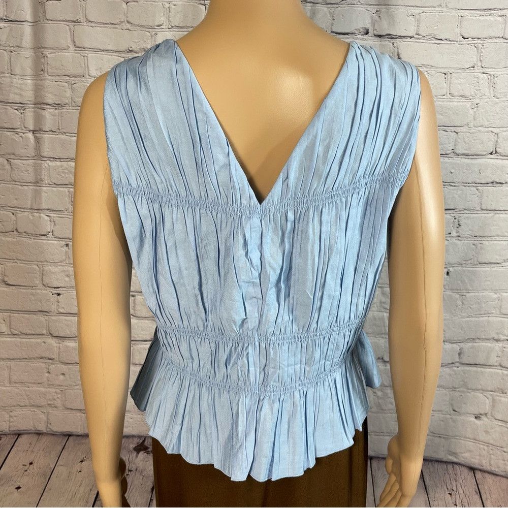 Frame New Frame Tie Front Cinched Crinkle Light Blue Blouse Tank Size XL / US 12-14 / IT 48-50 - 5 Thumbnail