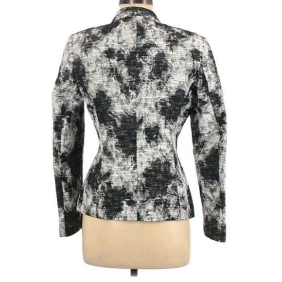 Italian Fitted Blazer Sz 8 Black Ink Blot Single Breasted Ar