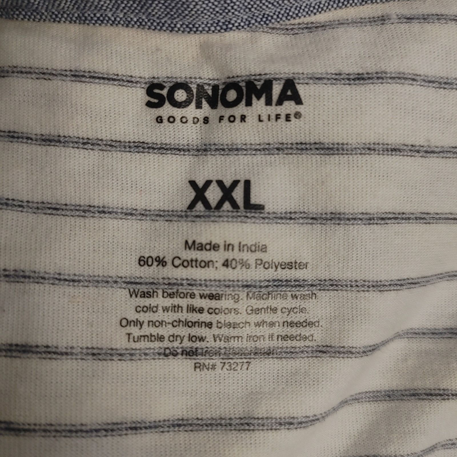 Sonoma Sonoma Men's White/Blue XXL Stripe Short Sleeve Polo Tee Size US XXL / EU 58 / 5 - 3 Thumbnail