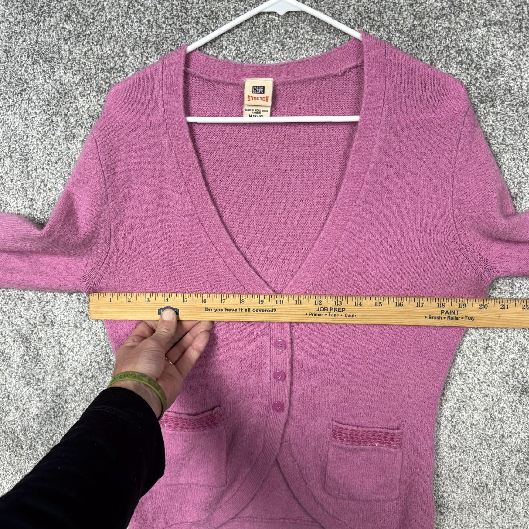 Faded Glory VINTAGE Faded Glory Cardigan Sweater M Pink Sequin Pockets Cozy Soft Girl Size M / US 6-8 / IT 42-44 - 6 Thumbnail