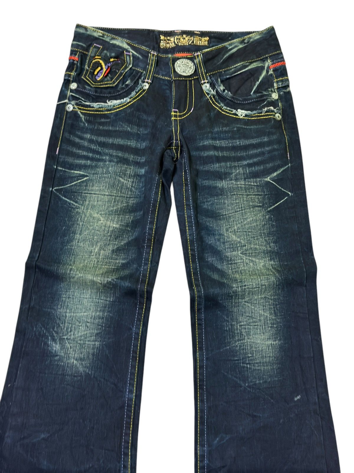 Japanese Brand FLARE RIOBERA SKELETON EMBROIDERED DESIGN LOW RISE DENIM Size US 28 / EU 44 - 5 Thumbnail