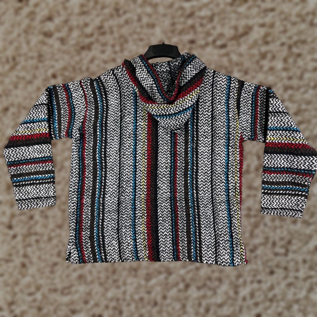 Vintage Knotts Baja Hoodie Men Small Gray Blue Acrylic Drug Rug Mexico Poncho Hoodie Pullover Casual Size US S / EU 44-46 / 1 - 1 Thumbnail