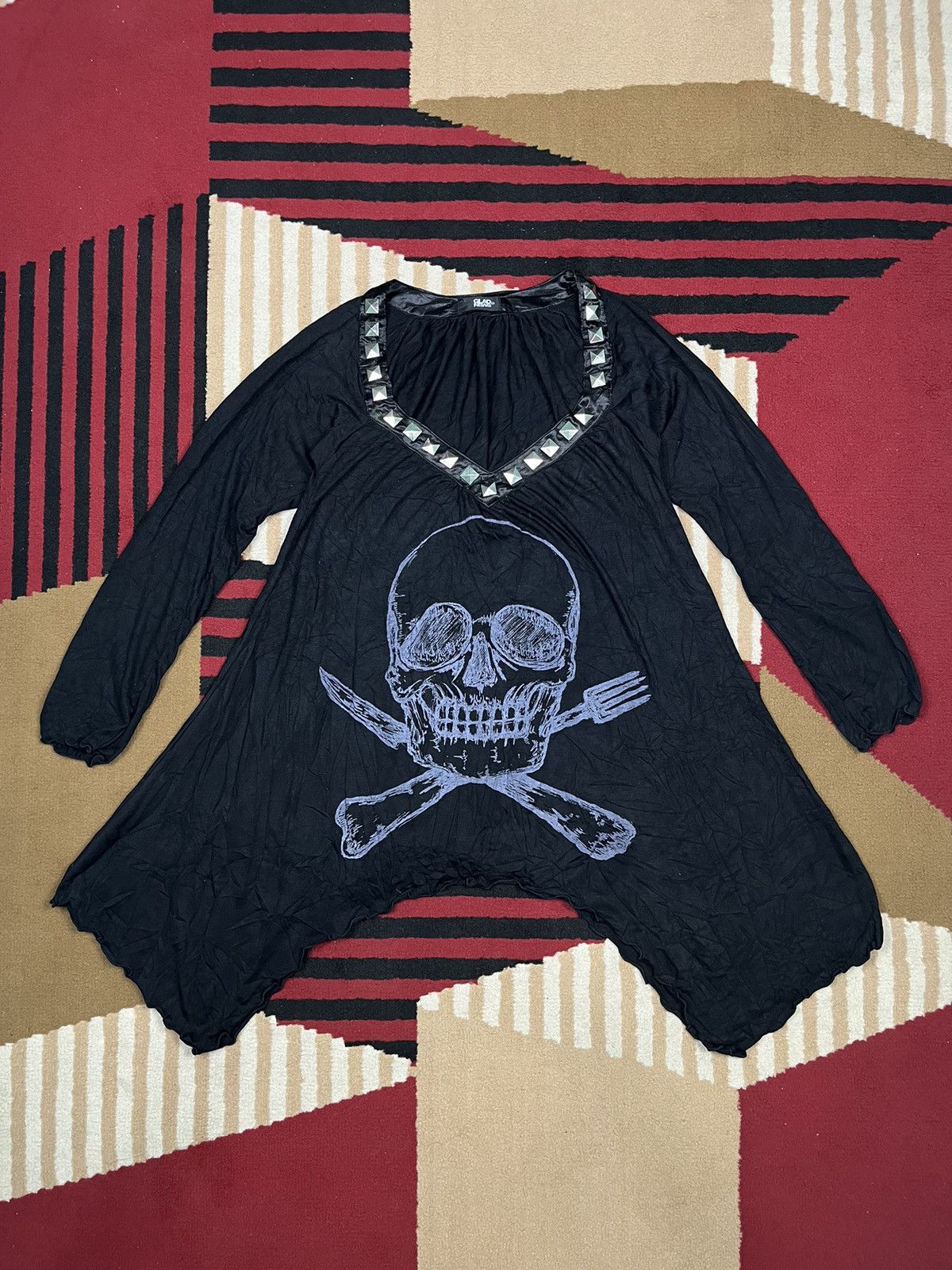 Japanese Brand Glad News Y2K Skull longsleeve Size M / US 6-8 / IT 42-44 - 2 Thumbnail