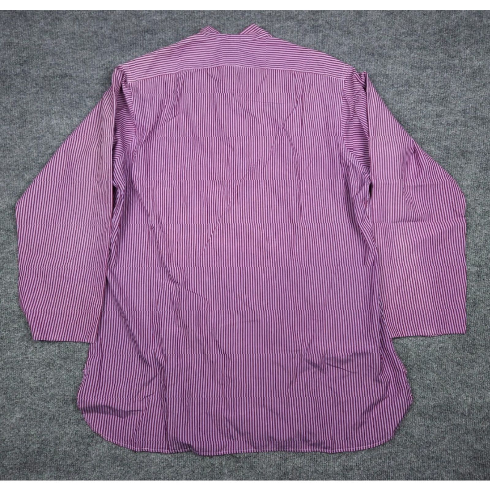 Turnbull & Asser Turnbull & Asser Shirt Men's Striped Pink Band Collar Cotton 2XL Regular Long Sleeve Dress Shirt Mens Size US XXL / EU 58 / 5 - 4 Thumbnail