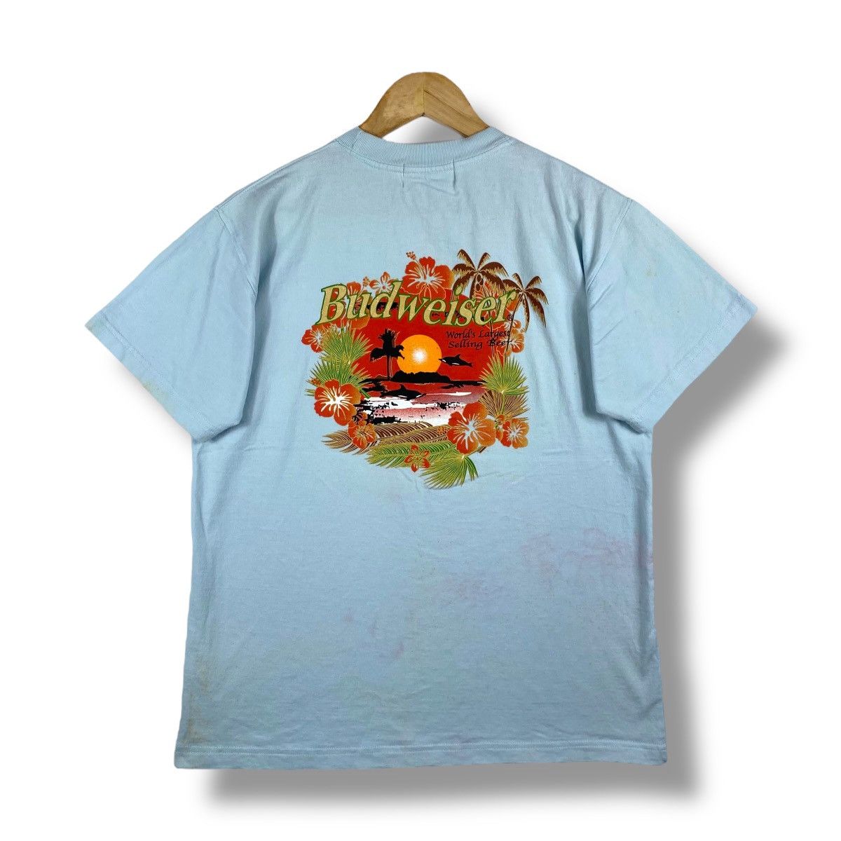 Budweiser × Vintage Vintage 90's BUDWEISER World's Largest Selling Beer Hawaiian Size US M / EU 48-50 / 2 - 1 Thumbnail