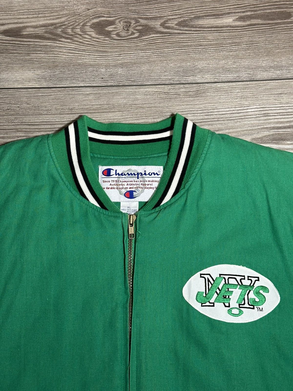 NFL × Vintage Vintage New York Jets Champion Varsity Jacket Size US XL / EU 56 / 4 - 2 Thumbnail