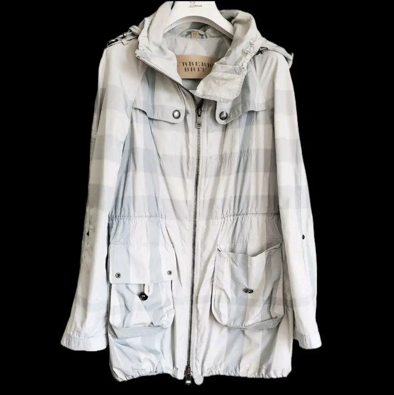 Burberry Burberry Light Blue Checkered Mid-Length Trench Coat Size S / US 4 / IT 40 - 1 Thumbnail