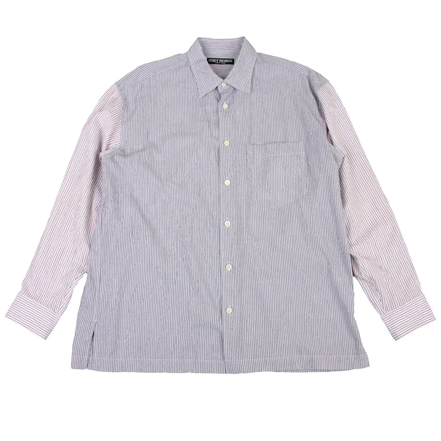 Issey Miyake Stripe Long Sleeve Shirt in Navy and White Size US M / EU 48-50 / 2 - 1 Thumbnail