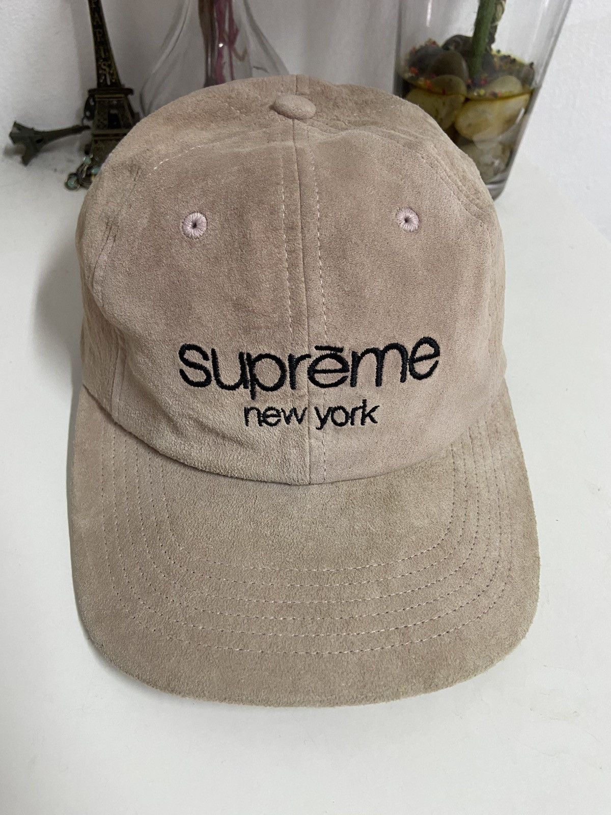 Supreme Supreme Sequin Denim Classic Logo 6 Panel Hat Natural SS26