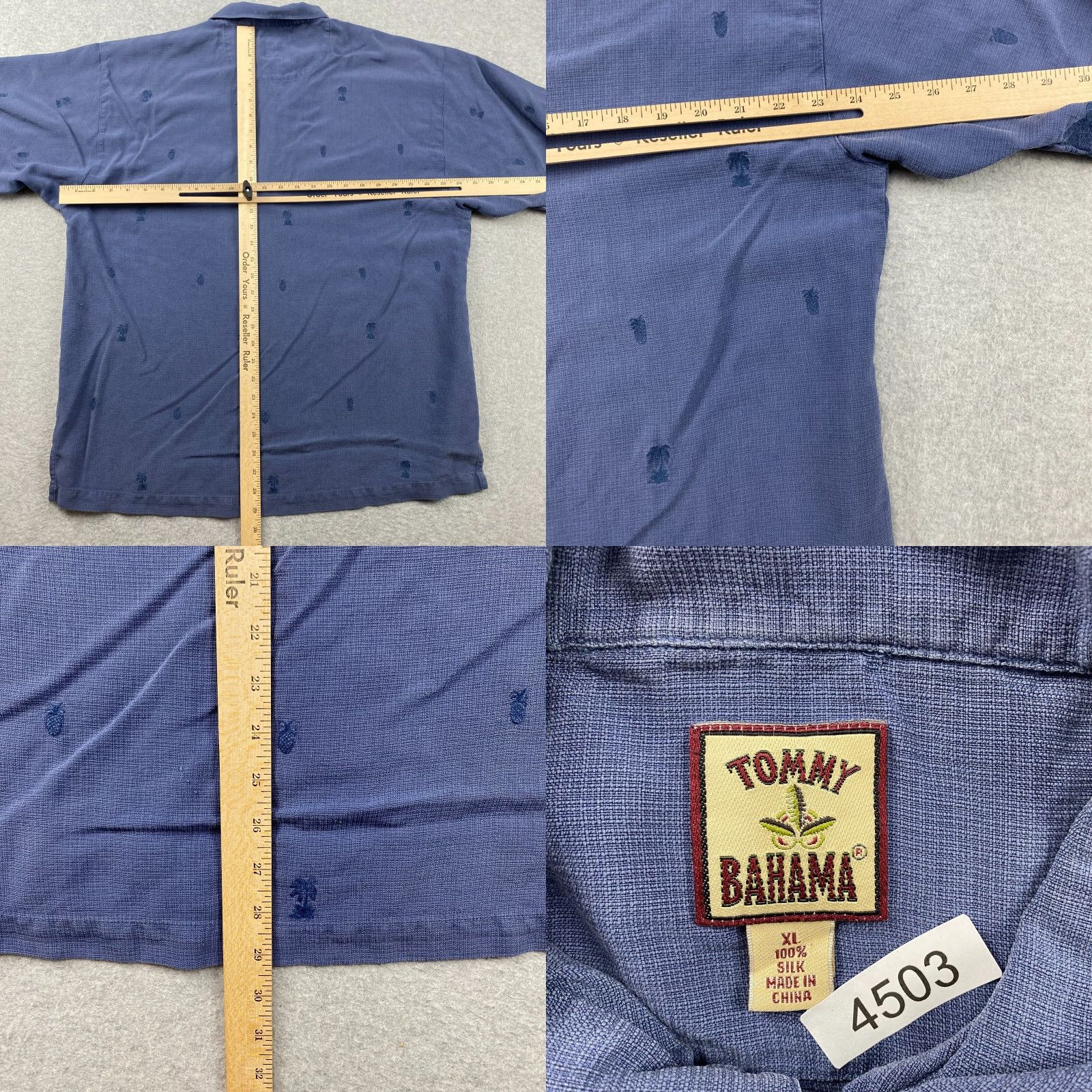 Tommy Bahama Tommy Bahama Hawaiian Shirt Mens XL Blue Silk Embroidered Pineapple Palms Pocket Button-Up Casual Hawaiian Size US XL / EU 56 / 4 - 8 Thumbnail