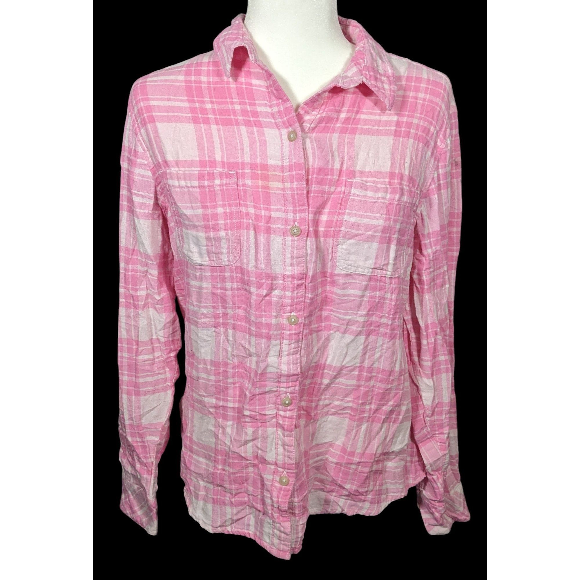 Lee Riders By Lee Indigo Pink And White Plaid Button Top Size L / US 10 / IT 46 - 1 Thumbnail
