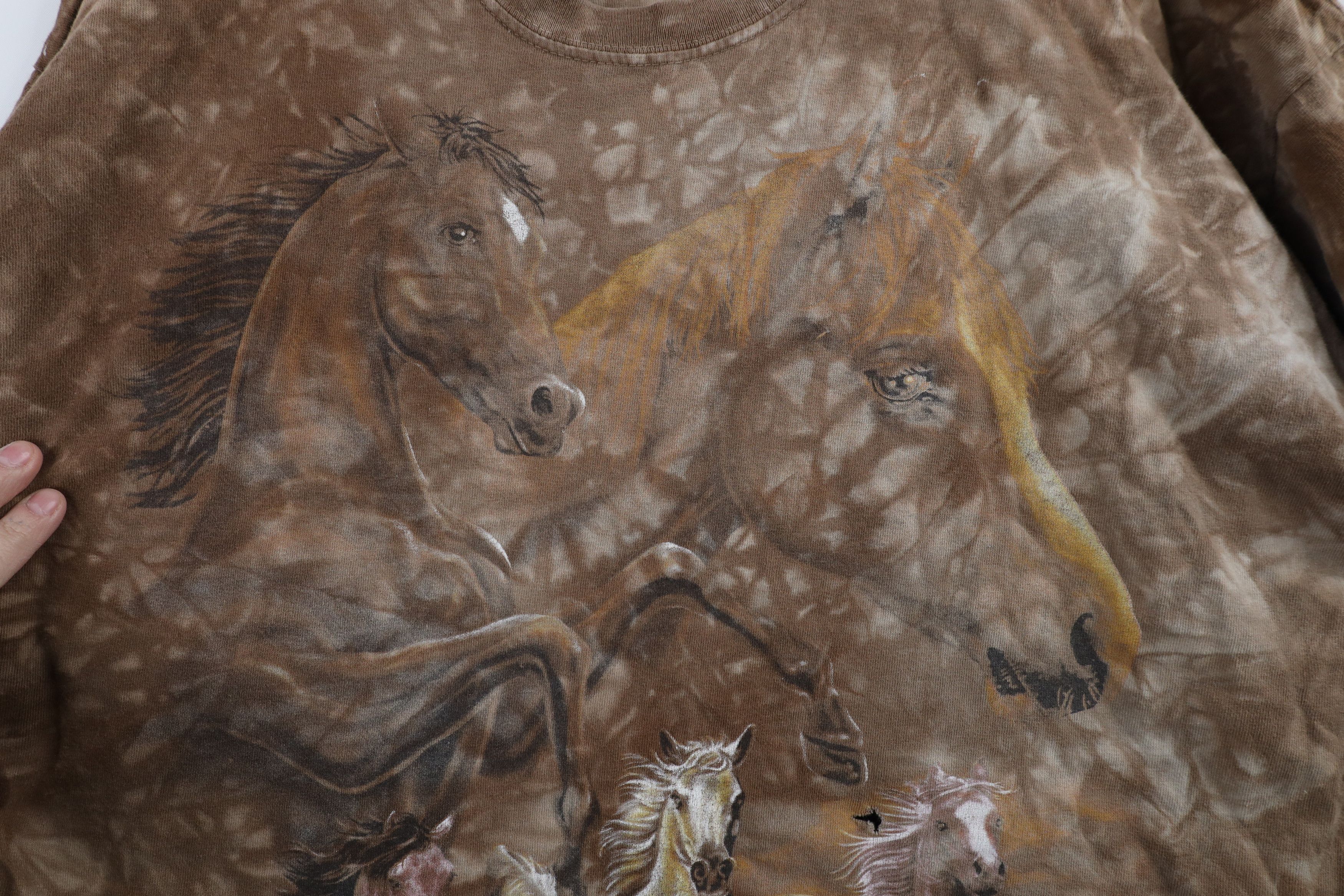 Vintage Vintage 90s Y2K Streetwear Equestrian Wash T-Shirt Brown Size US XL / EU 56 / 4 - 6 Thumbnail