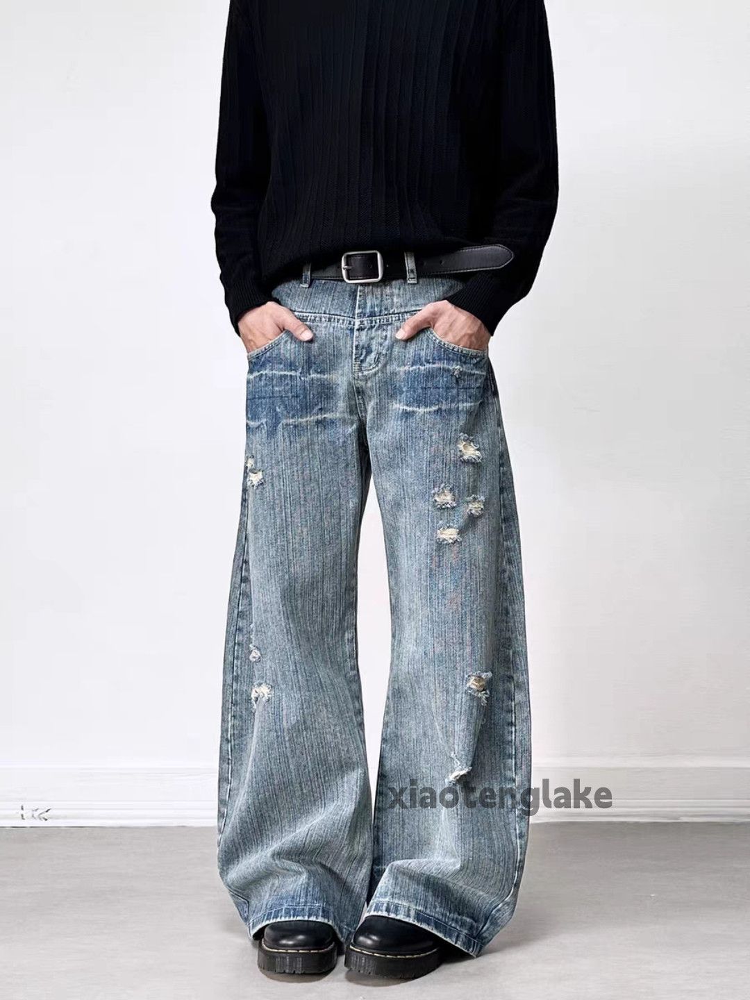 Japanese Brand Custom unisex double waist loose baggy flared jeans Size US 32 / EU 48 - 5 Thumbnail