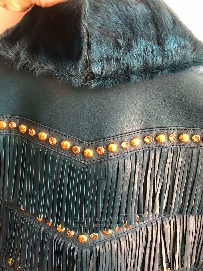 Versace Versace Fur collar tassel rivet leather jacket Size S / US 4 / IT 40 - 8 Thumbnail