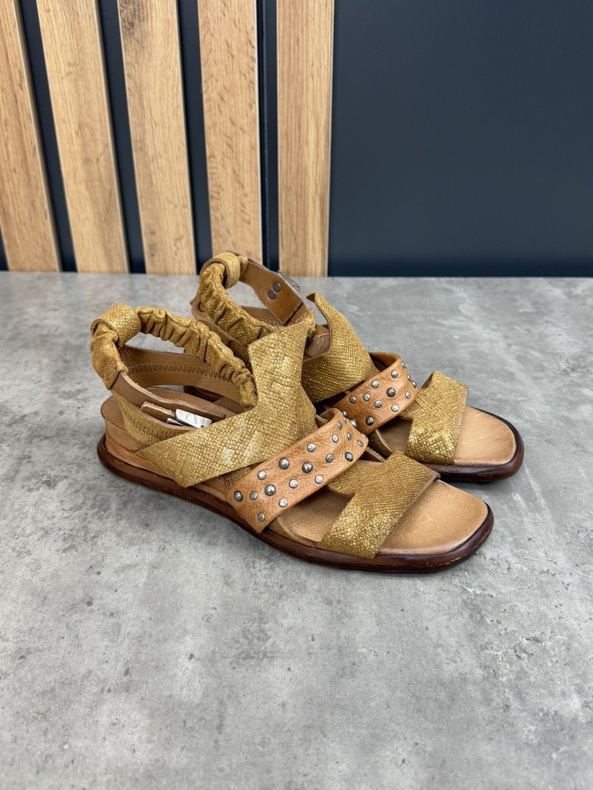 A.S.98 A.S.98 Airstep Buckle Strap Sandals Brown Gold Size 37 Size US 7 / IT 37 - 2 Thumbnail
