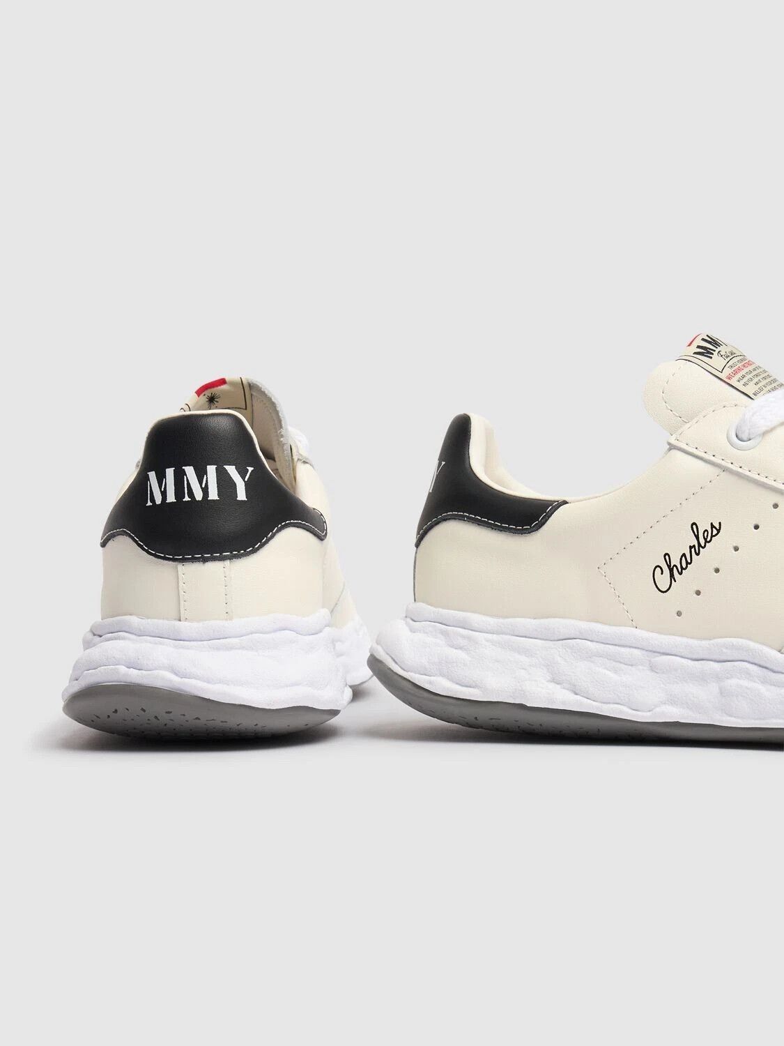 MIHARA Charles Mens White Leather Sneakers New/Auth