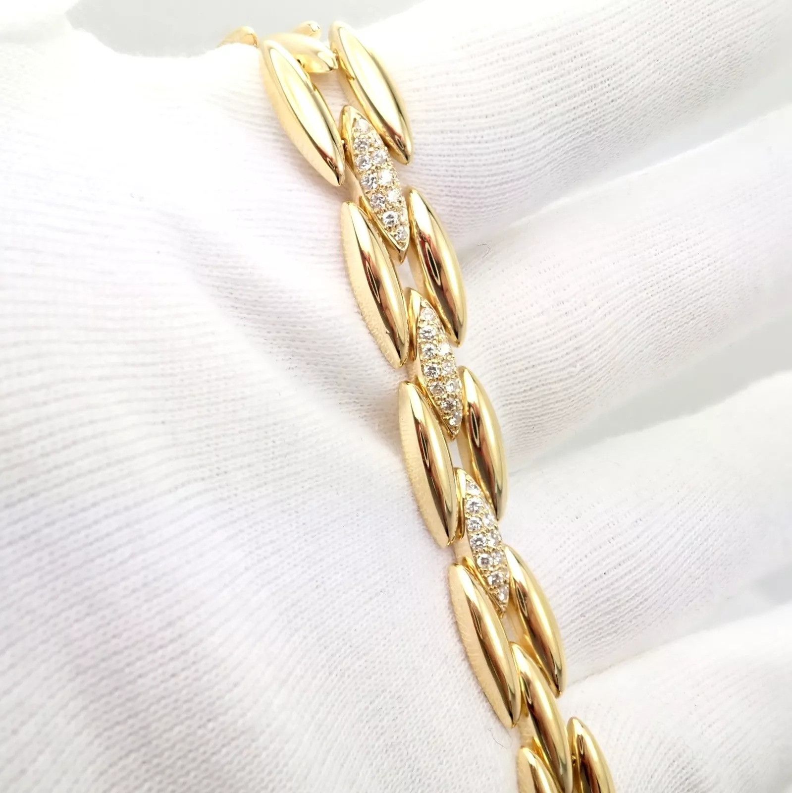 Cartier Cartier 18k Diamond Three Row Gentiane Rice Link Necklace Size ONE SIZE - 7 Thumbnail