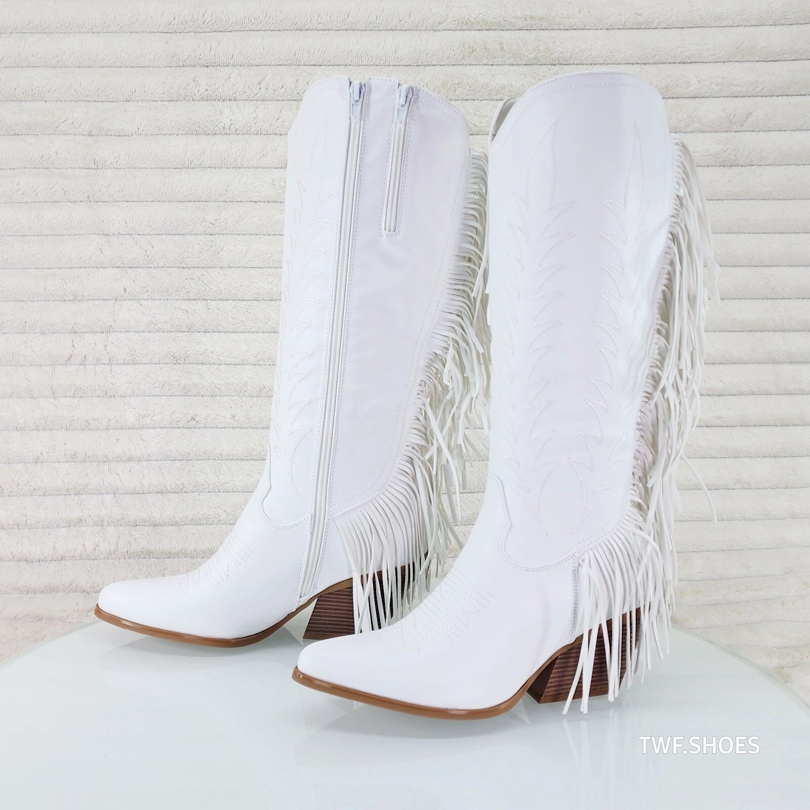 Other Dusty Roads Bright White Back Fringe Country Western Cowgirl Size US 7 / IT 37 - 6 Thumbnail