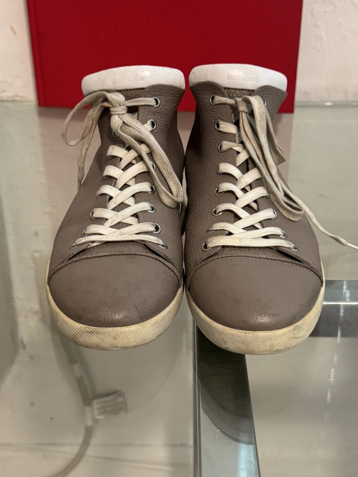 Christian Dior Monsieur CHRISTIAN DIOR HOMME Beige Leather Lace-Up Sneakers Size US 9.5 / EU 42-43 - 1 Thumbnail