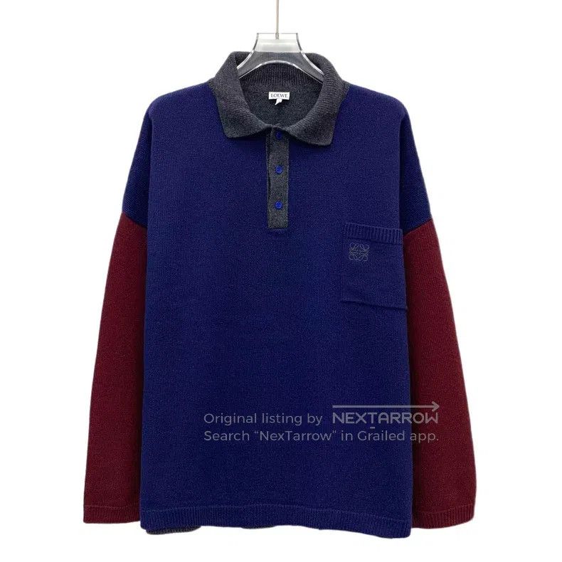 Loewe Loewe Color-blocked logo embroidered wool collar single-br Size S / US 4 / IT 40 - 1 Thumbnail