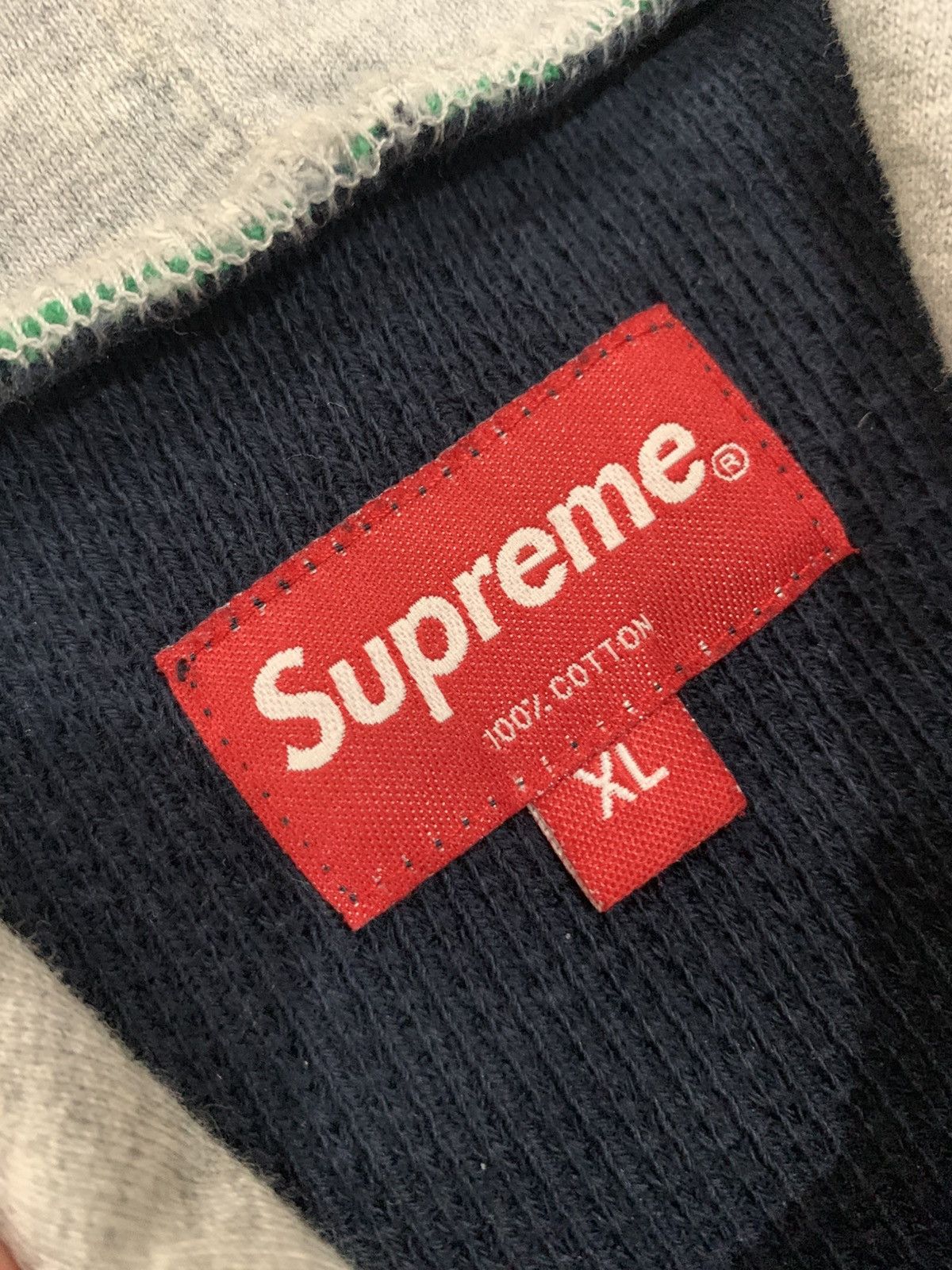 Supreme Supreme Hooded Wafle Ringer Navy FW-17 Size US XL / EU 56 / 4 - 4 Thumbnail