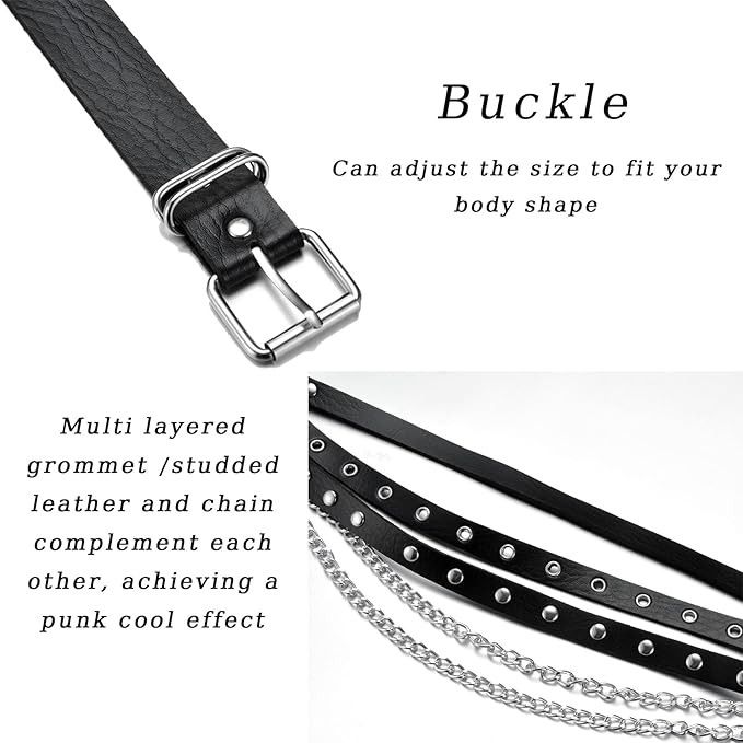 Other Gothic Punk Leather Body Chain Belt Black Adjustable Size ONE SIZE - 4 Thumbnail