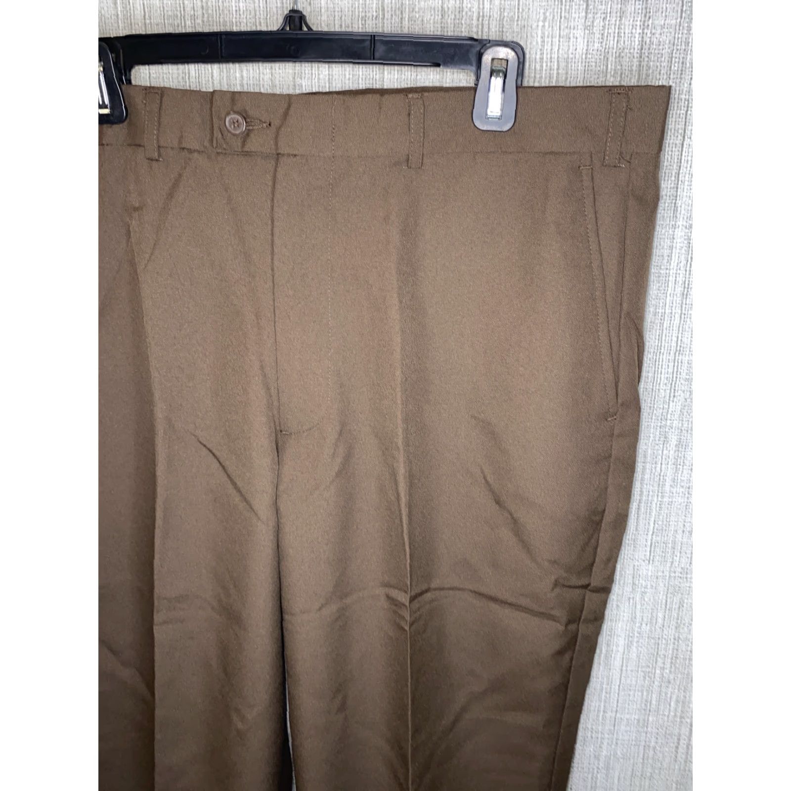Haband VINTAGE Haband Mens Brown Polyester Pleated Dress Pants Size 38 X 29 NWT Mens Pants Regular 29 Inseam Brown Dress Pants Size US 38 / EU 54 - 2 Thumbnail