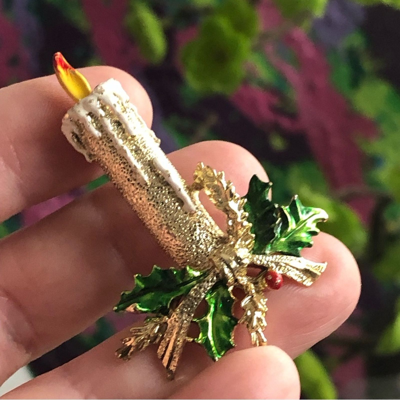 Vintage Vintage Christmas candle enamel brooch pin Size ONE SIZE - 3 Thumbnail