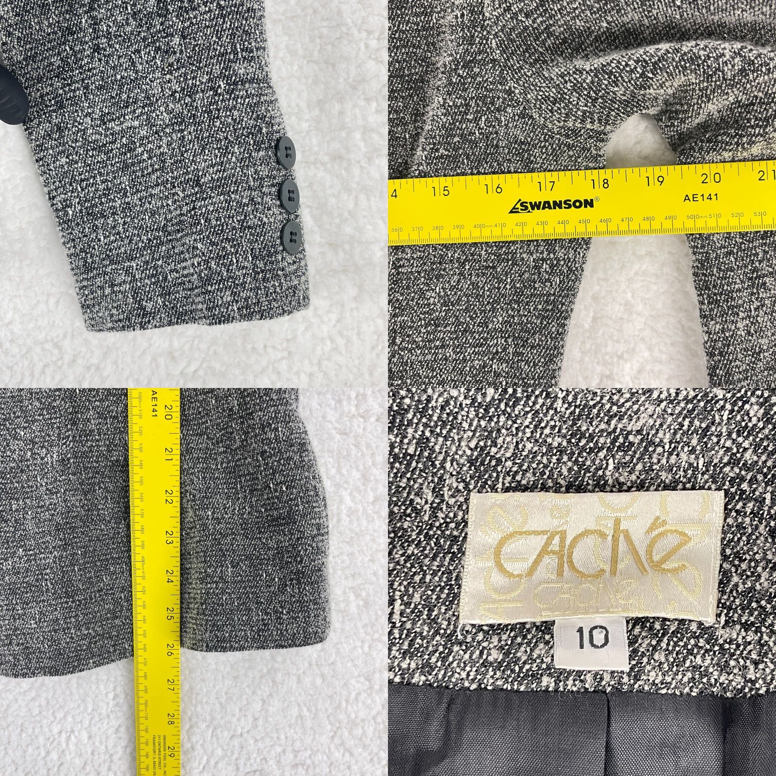 Vintage Caché Jacket Womens Size 10 Wool Black Button-Up Long Sleeve VTG USA Made Jacket Size L / US 10 / IT 46 - 8 Thumbnail
