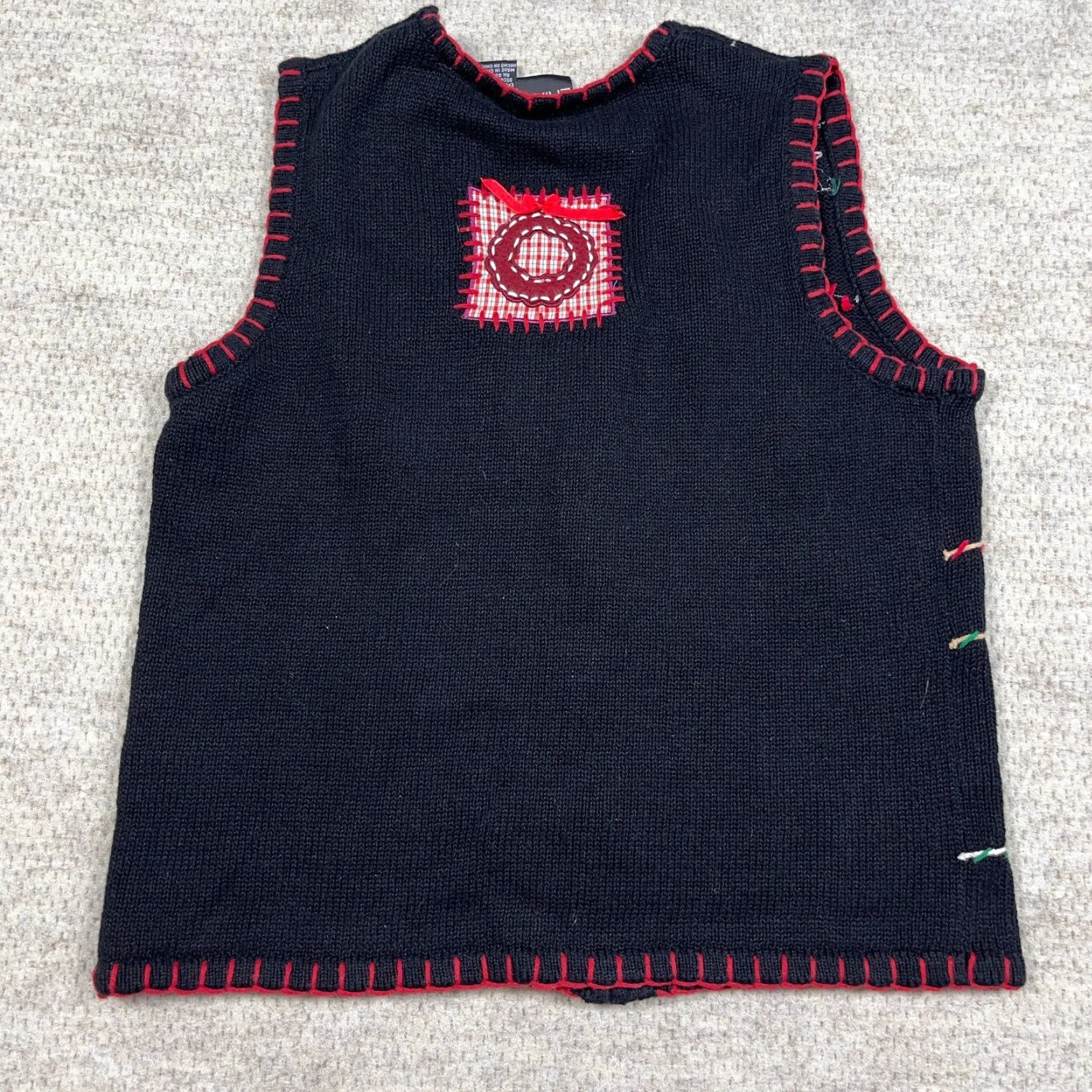 Vintage VINTAGE Erika Christmas Vest Women M Black Knit Full Zip Geometric 90s Holiday Ugly Sweater Grandma Tree Y2K Ladies Size M / US 6-8 / IT 42-44 - 2 Thumbnail