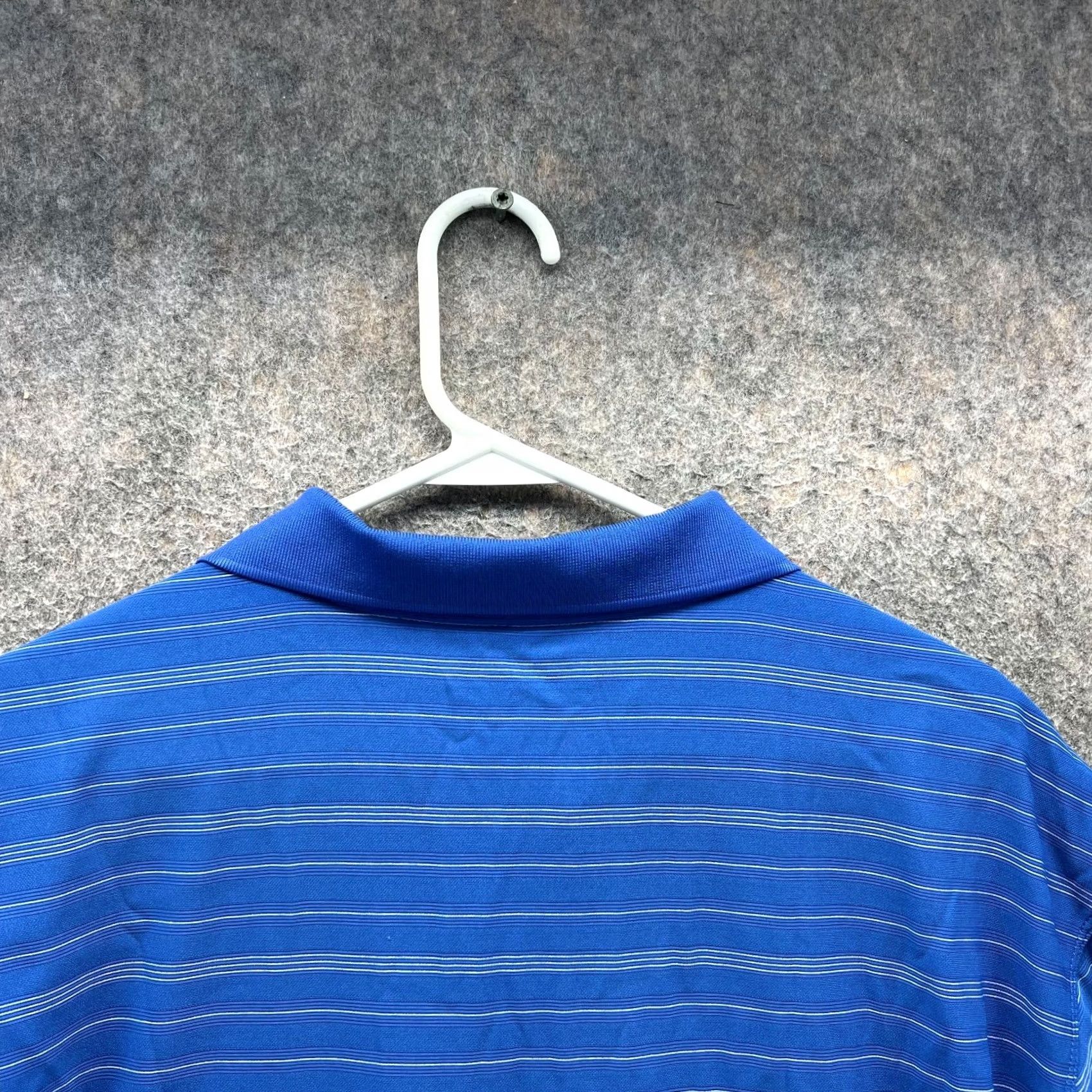 Nike VINTAGE Nike Polo Shirt Mens Large Blue Stripes Golf Fit Dry Golfer Performance Swoosh Shirt Size US L / EU 52-54 / 3 - 7 Thumbnail
