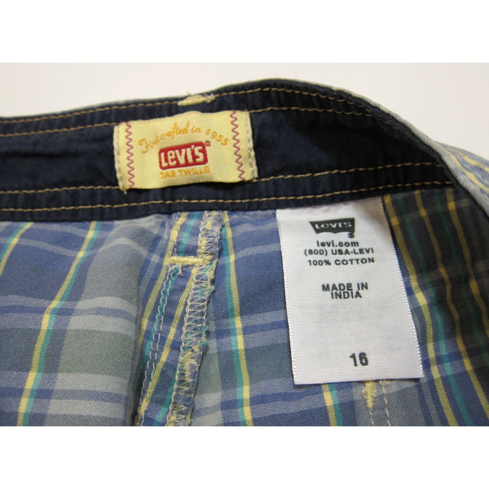 Levi's Levi's 100% Cotton Blue Yellow Plaid Chino Bermuda Cargo Shorts Men Size 36 Size US 36 / EU 52 - 3 Thumbnail