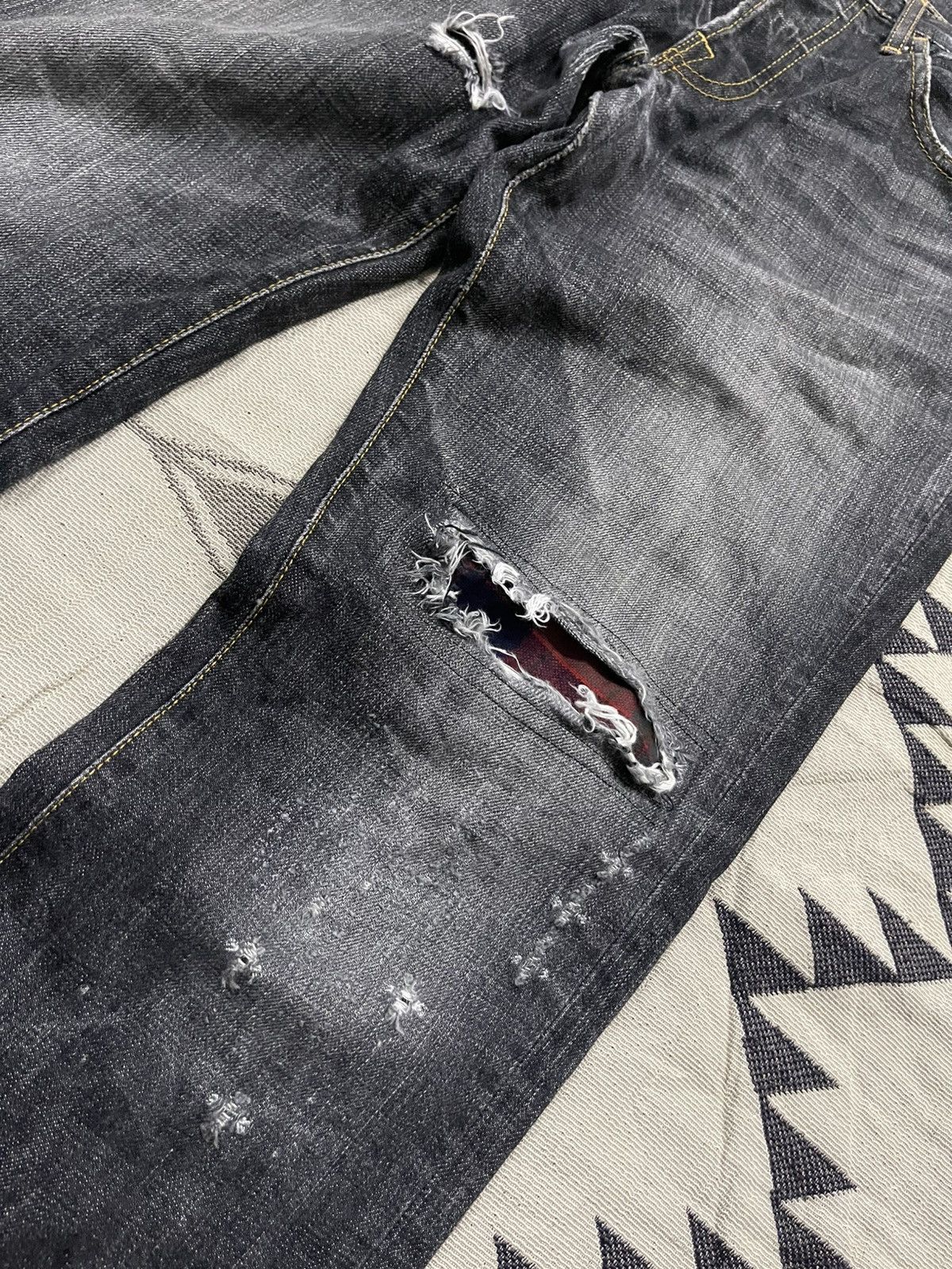 If Six Was Nine 2000s BLUE WAY DISTRESSED MUDMAD IF6WAS9 STYLE DENIM JEANS Size US 32 / EU 48 - 7 Thumbnail