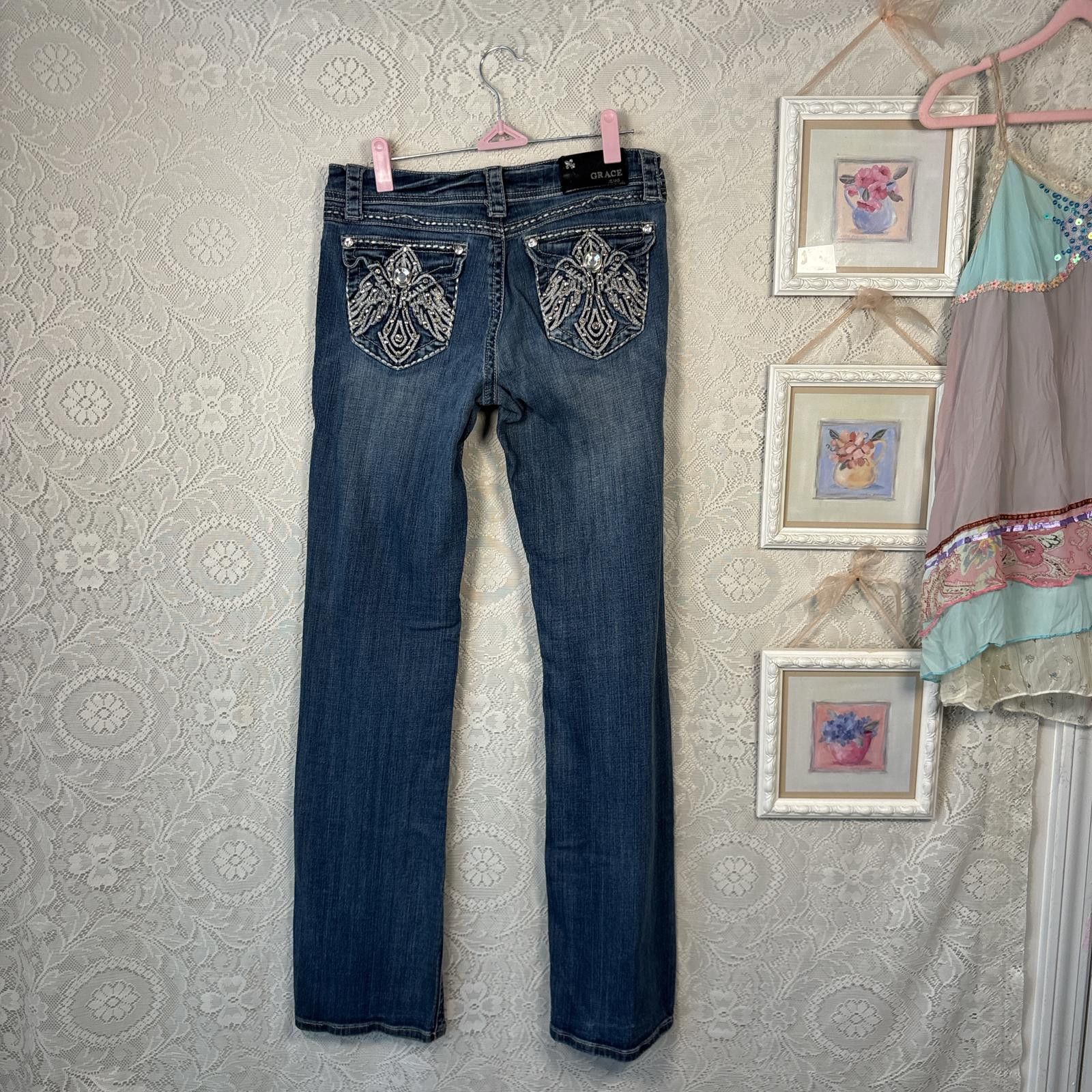 Other y2k miss me inspired embroidered flare jeans Size 28" / US 6 / IT 42 - 4 Thumbnail