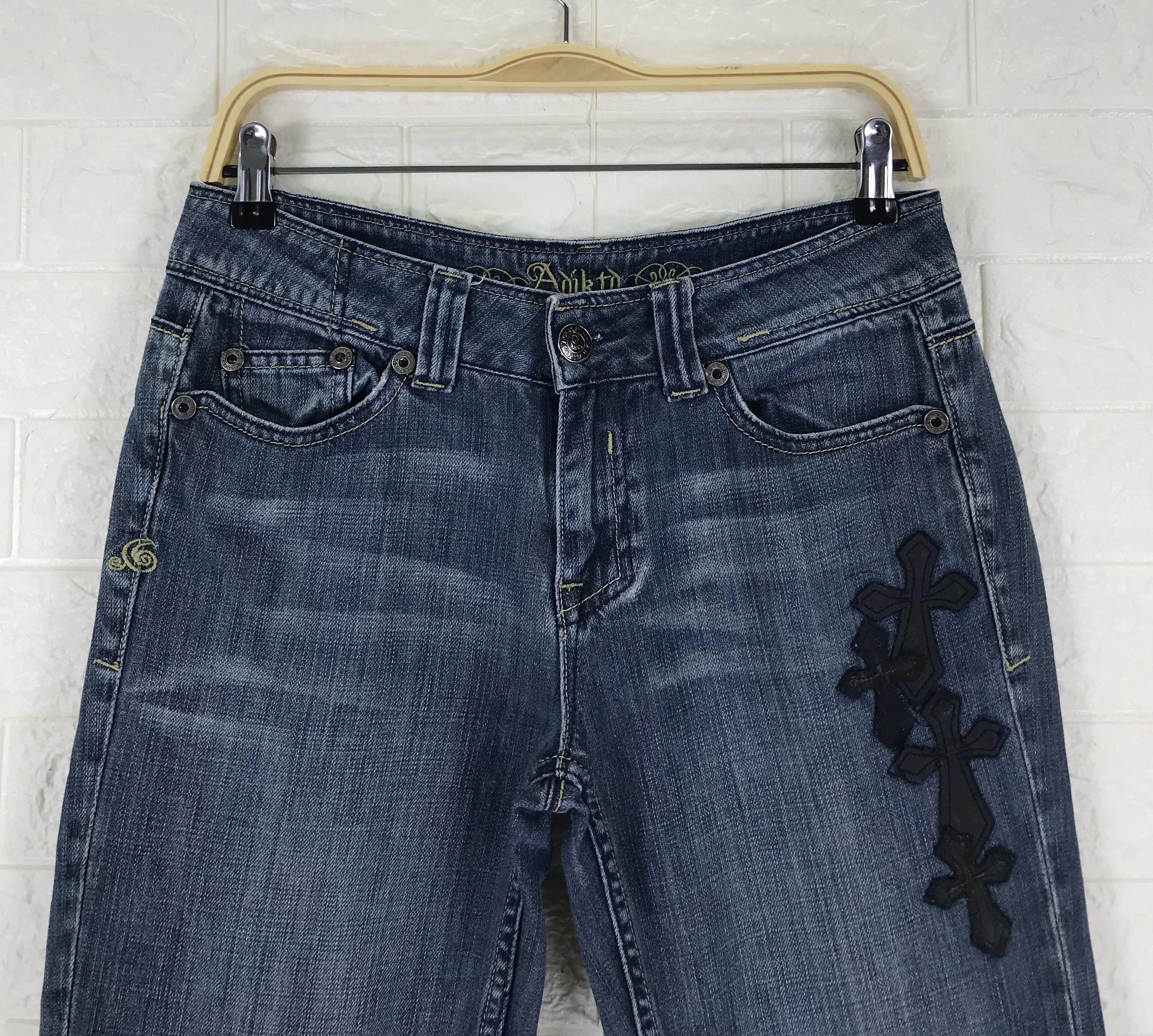 Japanese Brand Vintage Black Cross Flare Jeans Inspired Chrome Hearts Denim Size US 28 / EU 44 - 2 Thumbnail