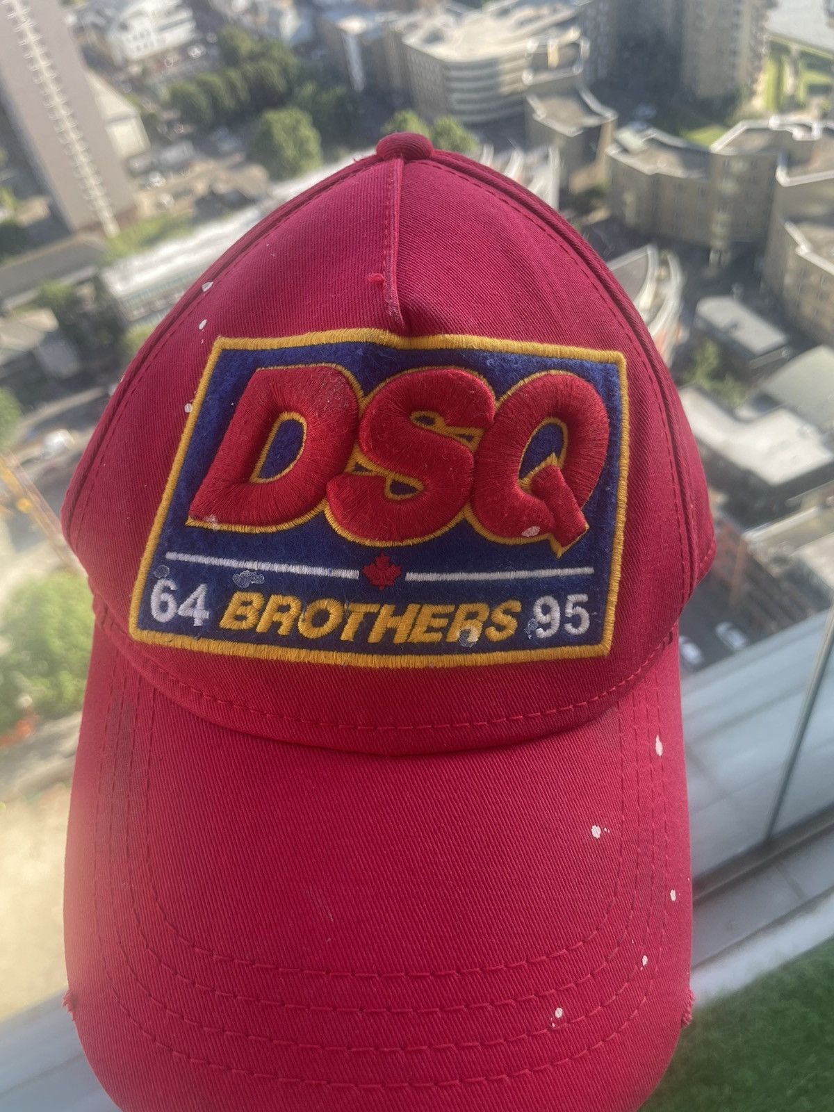 Designer × Dsquared2 Dsquared2 Red Distressed Baseball Cap Size ONE SIZE - 6 Thumbnail