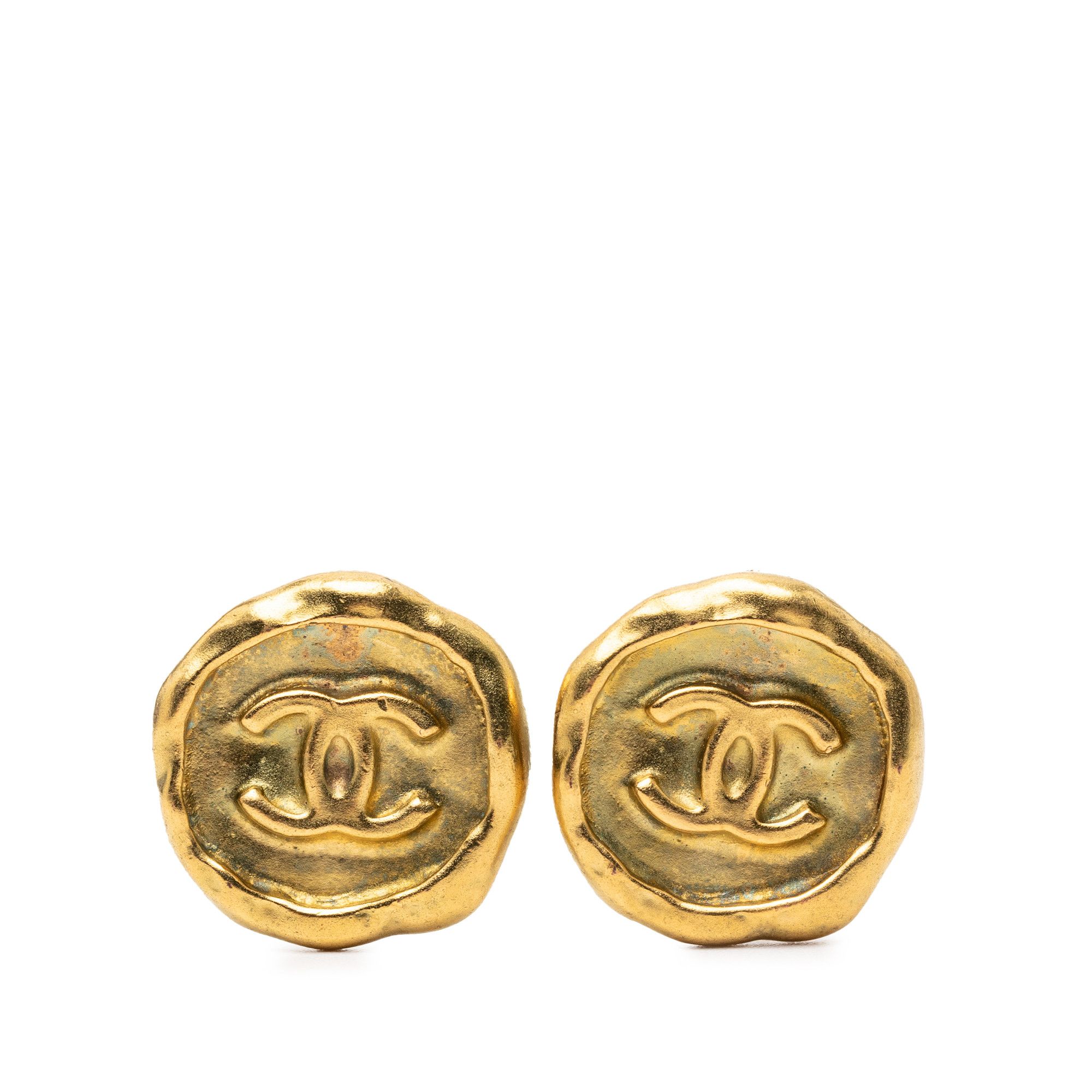 Chanel Chanel CC Gold Plated Round Clip On Earrings Size ONE SIZE - 1 Thumbnail
