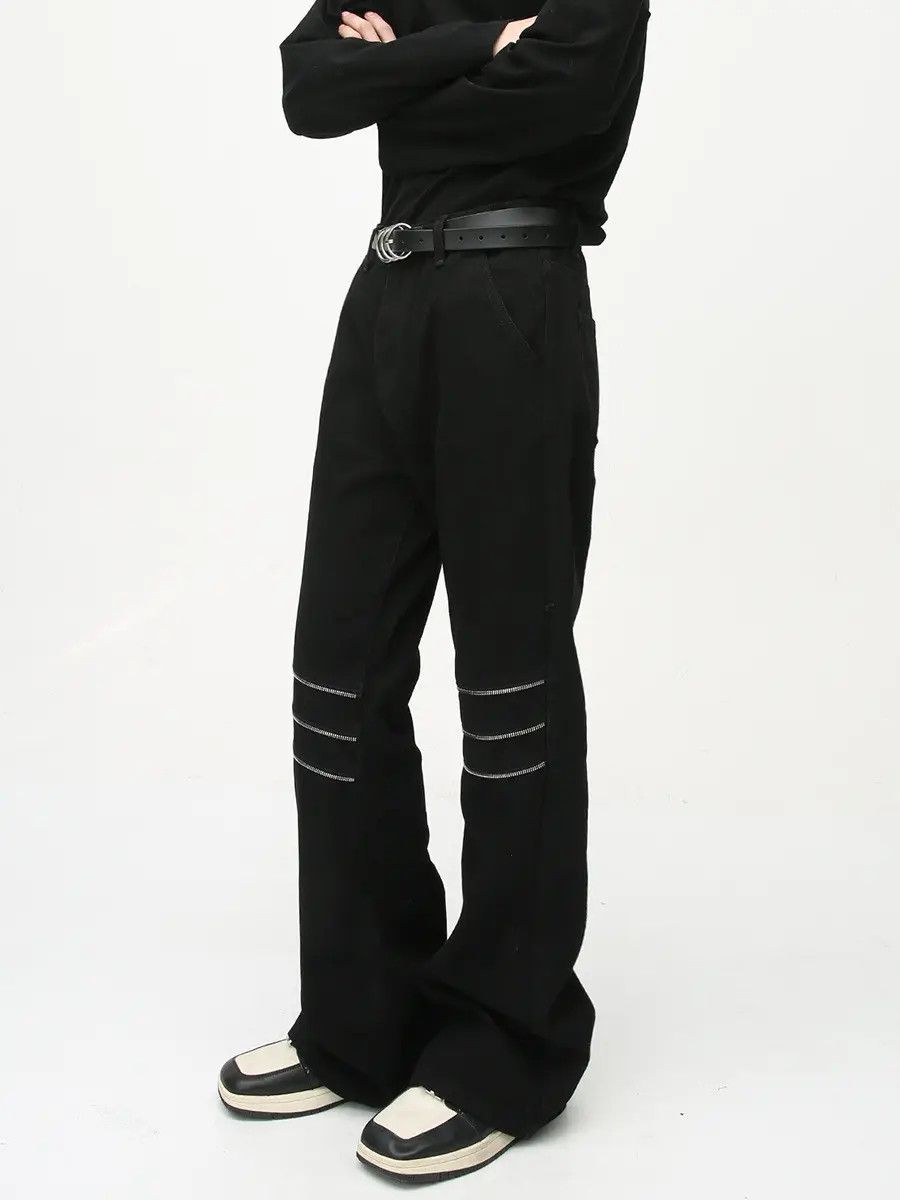 Japanese Brand Retro loose zipper patchwork jeans Size US 32 / EU 48 - 1 Thumbnail
