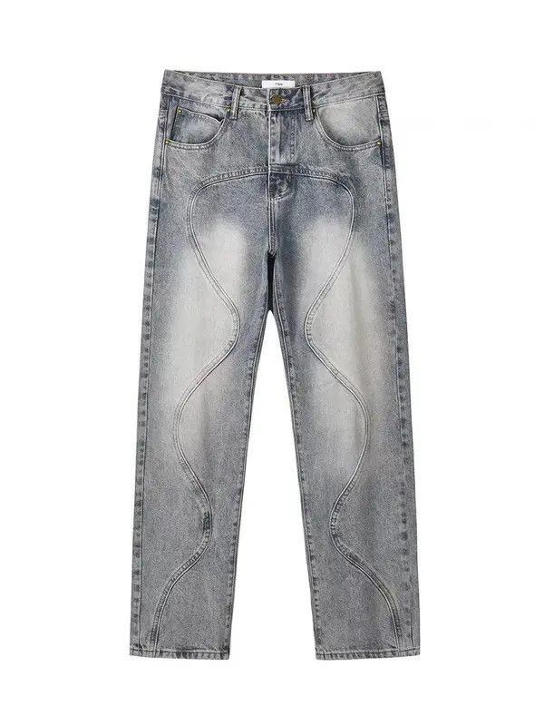 Japanese Brand VIBE Washed baggy irregular contour hip-hop jeans Size US 34 / EU 50 - 4 Thumbnail